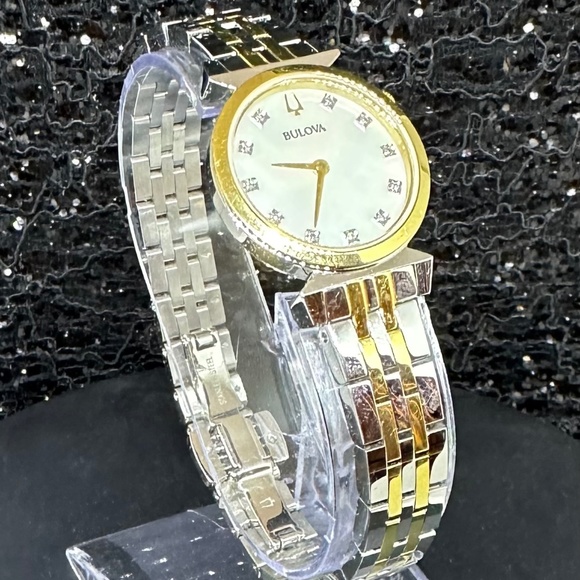 Women's (NWOT) Bulova Two-Tone Watch with Mother-of-Pearl and Diamond Face - Picture 3 of 3